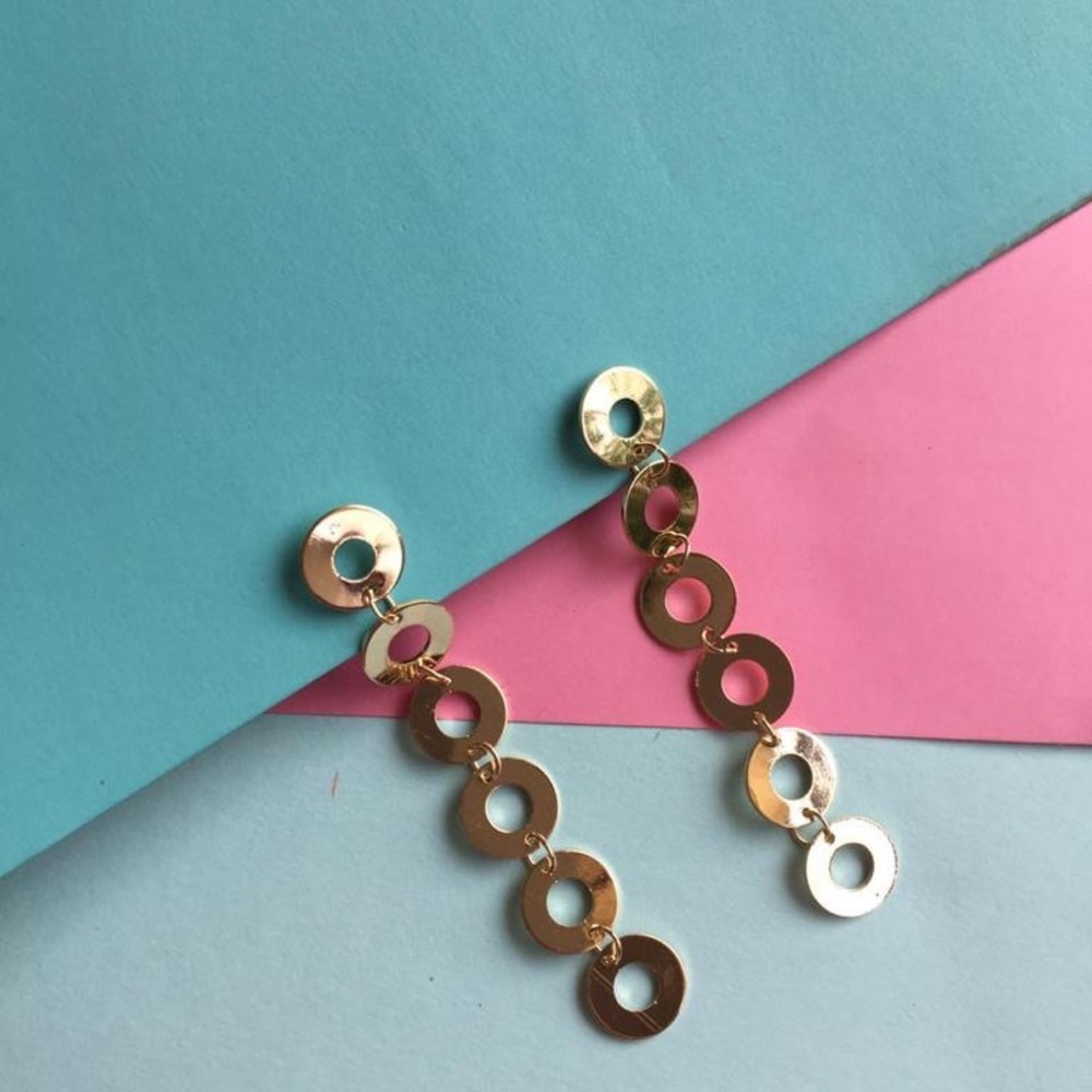 PRICE DROP! Boutique Gold earrings with silk pouch
